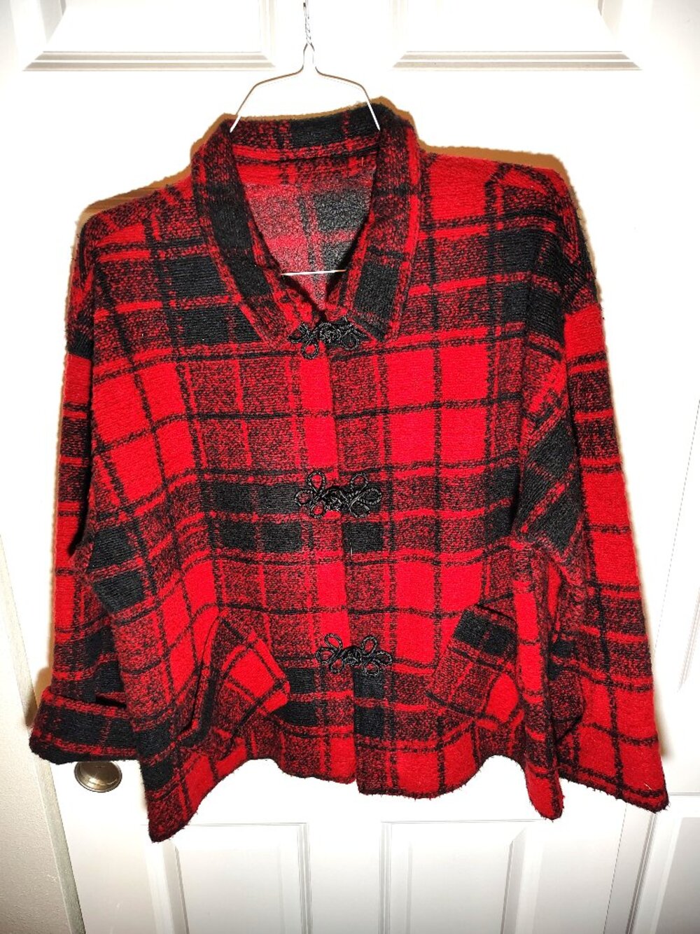 Vintage Buffalo Wool Plaid Jacket Blazer Red + Black Plaid Classic Women's L